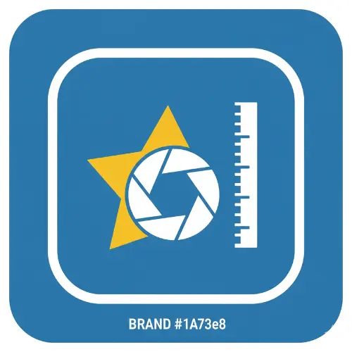 Minimalist official icon for SSC Photo Resizer 2026 in blue and gold vector style.